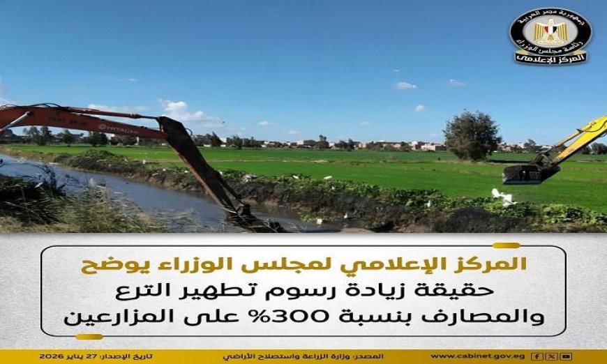 المركز الإعلامي لمجلس الوزراء يكشف حقيقة زيادة رسوم تطهير المساقي الخصوصية