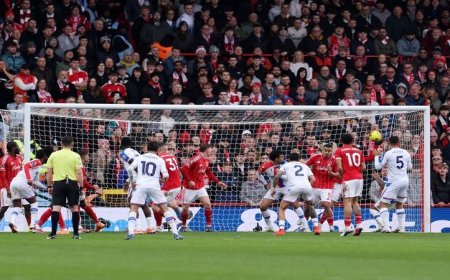 نوتنجهام فورست يحقق تعادلاً مثيراً ضد كريستال بالاس 1-1 في الدوري الإنجليزي الممتاز