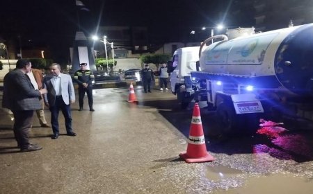 محافظ المنوفية يواصل جهوده الميدانية لشفط مياه الأمطار في شبين الكوم
