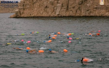 ختام بطولة aqua man للسباحة في أسوان أمام معبد فيله بحضور وزارة الشباب والرياضة