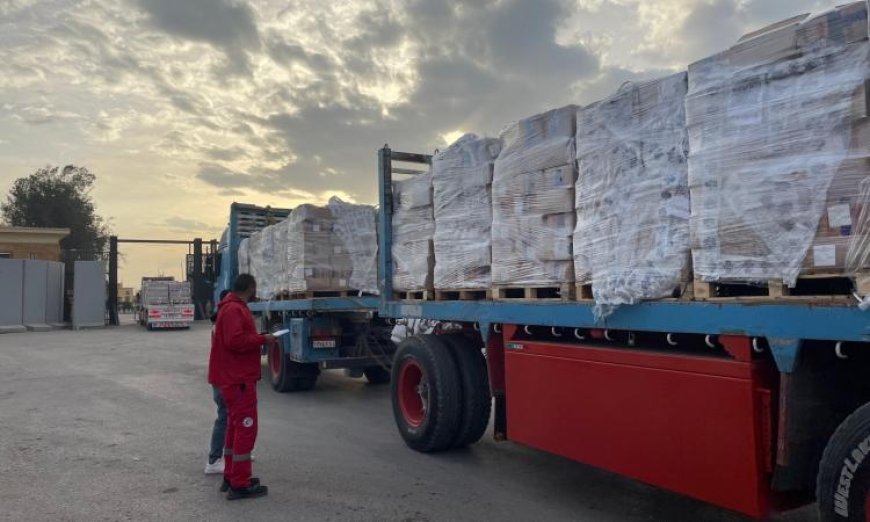 الهلال الأحمر يوزع 44 ألف سلة غذائية في غزة ضمن القافلة 172 من زاد العزة