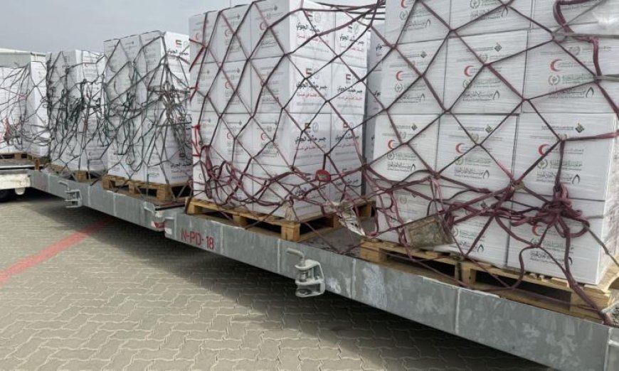 إمارات تقدم 100 طن من المساعدات الغذائية عبر جسر حميد الجوي لإغاثة قطاع غزة