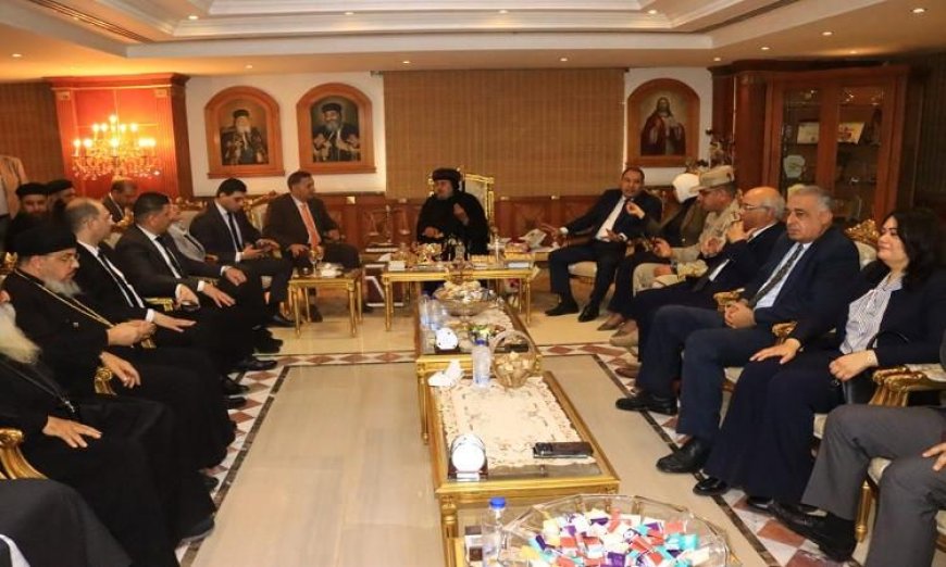 محافظ القليوبية يقدم التهاني للأنبا مرقس مطران شبرا الخيمة بمناسبة عيد القيامة المجيد