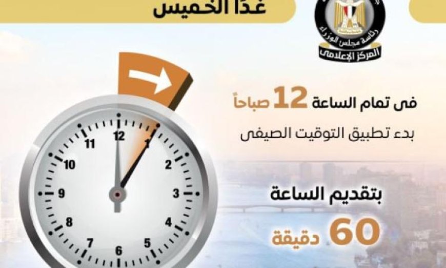 بدء العمل بالتوقيت الصيفي غدا الخميس مع تقديم الساعة 60 دقيقة