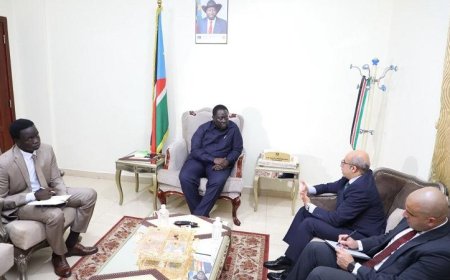 نائب رئيس جنوب السودان يلتقي السفير المصري في جوبا لتعزيز العلاقات الثنائية