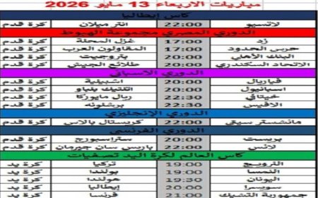 جدول المباريات اليوم في أهم الملاعب العالمية والمحلية