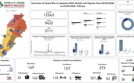 الصحة اللبنانية تعلن حصيلة العدوان الإسرائيلي 3111 شهيدًا و9432 جريحًا منذ الثاني من مارس
