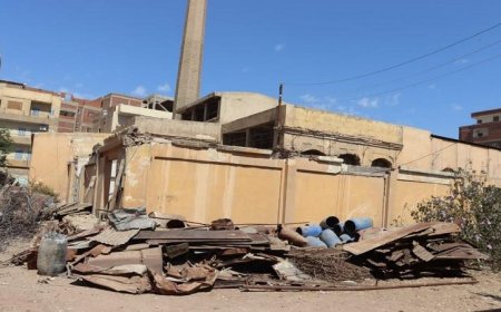 محافظ القليوبية يزور موقع هدم مدخنة شركة قها للأغذية للاطلاع على سير الأعمال