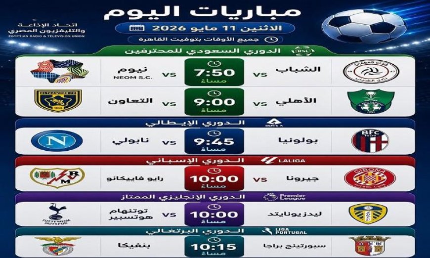 مواجهات مثيرة اليوم الاثنين 11 مايو في الدوري الأوروبي والسعودي