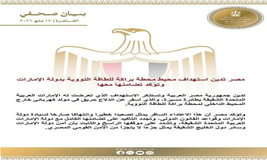 مصر تندد بالهجوم على محطة براكة للطاقة النووية في الإمارات
