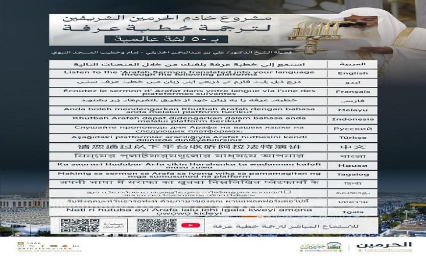 السعودية تطلق ترجمة خطبة عرفة إلى 50 لغة عالمية لتعزيز التواصل الثقافي