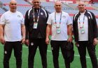 الجهاز الفني لمنتخب مصر يقوم بجولة تفقدية في ملعب مباراة نيوزيلندا في مونديال 2023
