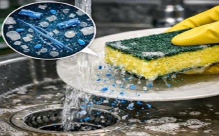 إسفنجة المطبخ تكشف عن خطر جزيئات البلاستيك خلال غسل الأطباق