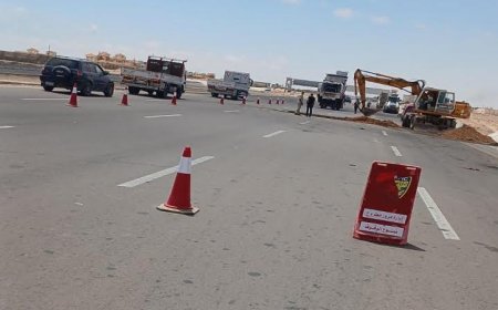 ترميم فوري لهبوط أرضي خطير على الطريق الدولي الساحلي في منطقة علوش