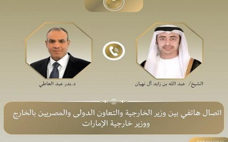 عبد العاطي ونظيره الإماراتي يتناولان تعزيز العلاقات الثنائية وآخر التطورات الإقليمية