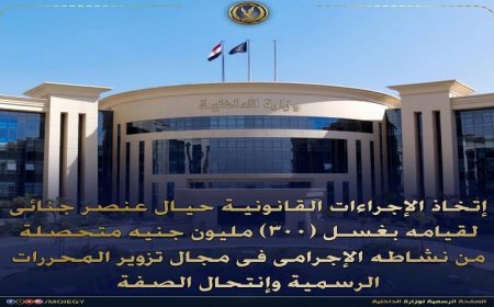إجراءات قانونية ضد مجرم متورط في غسل 300 مليون جنيه