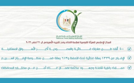 سلامة الغذاء تعلن عن تصدير 216 ألف طن وتطبق إجراءات رقابية صارمة في 14 محافظة