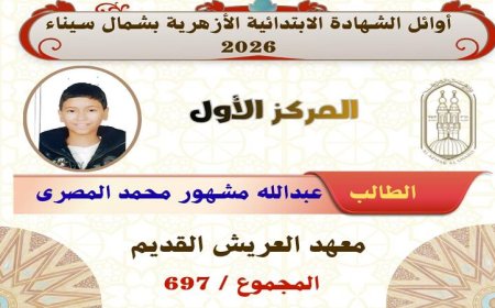 أوائل الشهادة الابتدائية في المنطقة الأزهرية بشمال سيناء يكشفون عن تفوقهم المتميز