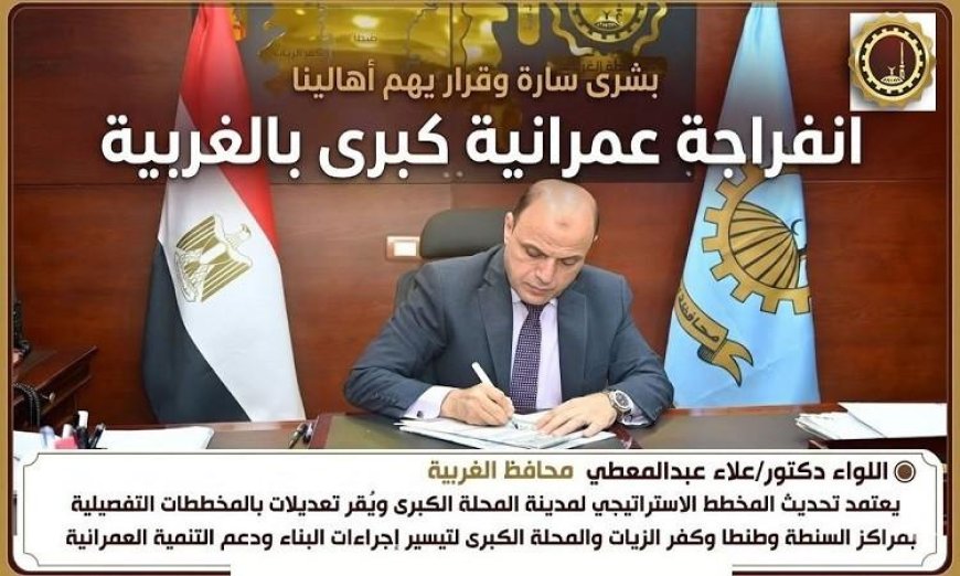 محافظ الغربية يوافق على تطوير المخطط الاستراتيجي لمدينة المحلة الكبرى