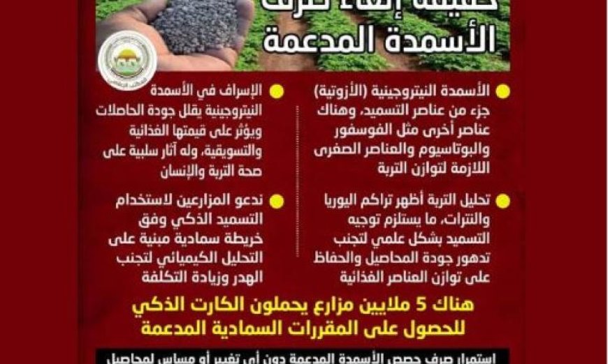 الزراعة تؤكد استمرار منظومة توفير وتوزيع الأسمدة المدعمة بشكل كامل