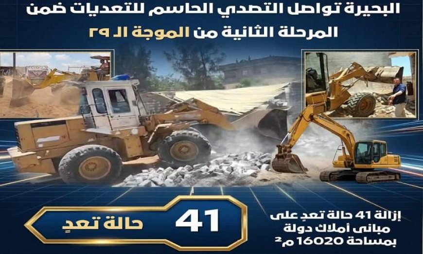 محافظ البحيرة يعلن عن إزالة 41 حالة تعدٍ على أملاك الدولة وتعزيز الأمن العقاري