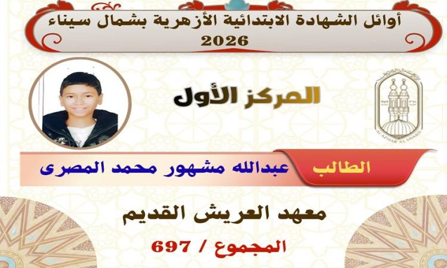 أوائل الشهادة الابتدائية في المنطقة الأزهرية بشمال سيناء يكشفون عن تفوقهم المتميز