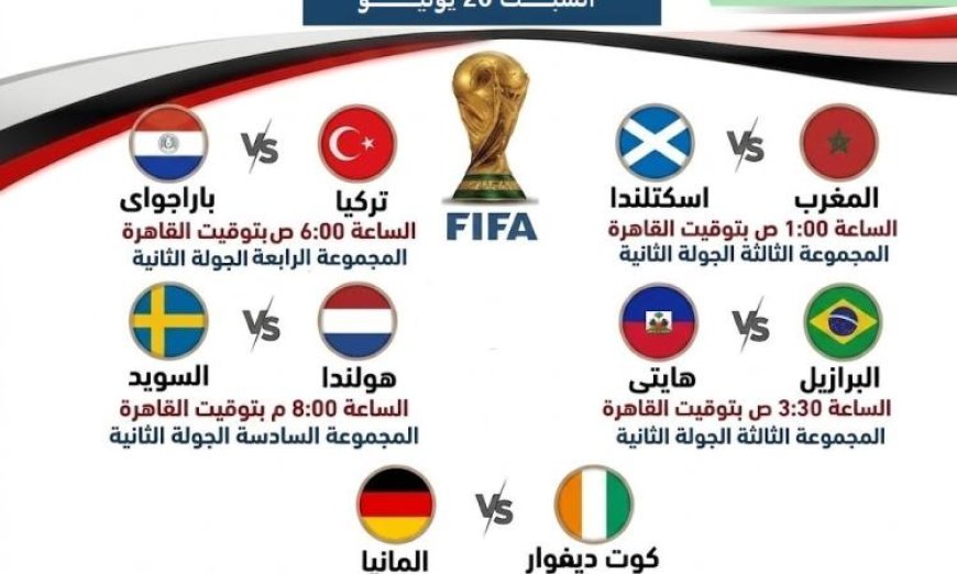 تعرف على مواعيد مباريات السبت في مونديال 2026