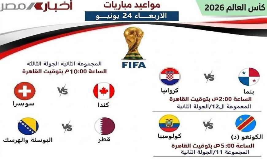 جدول مواعيد مباريات الأربعاء في مونديال 2026 مع انطلاق الجولة الثالثة من دور المجموعات