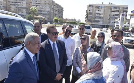 محافظ بورسعيد يزور طريق التفريعة في بورفؤاد استعدادًا لبدء أعمال التطوير