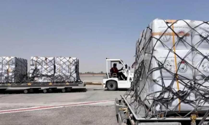 استقبال مطار العريش طائرة مساعدات إماراتية لدعم الفلسطينيين في قطاع غزة
